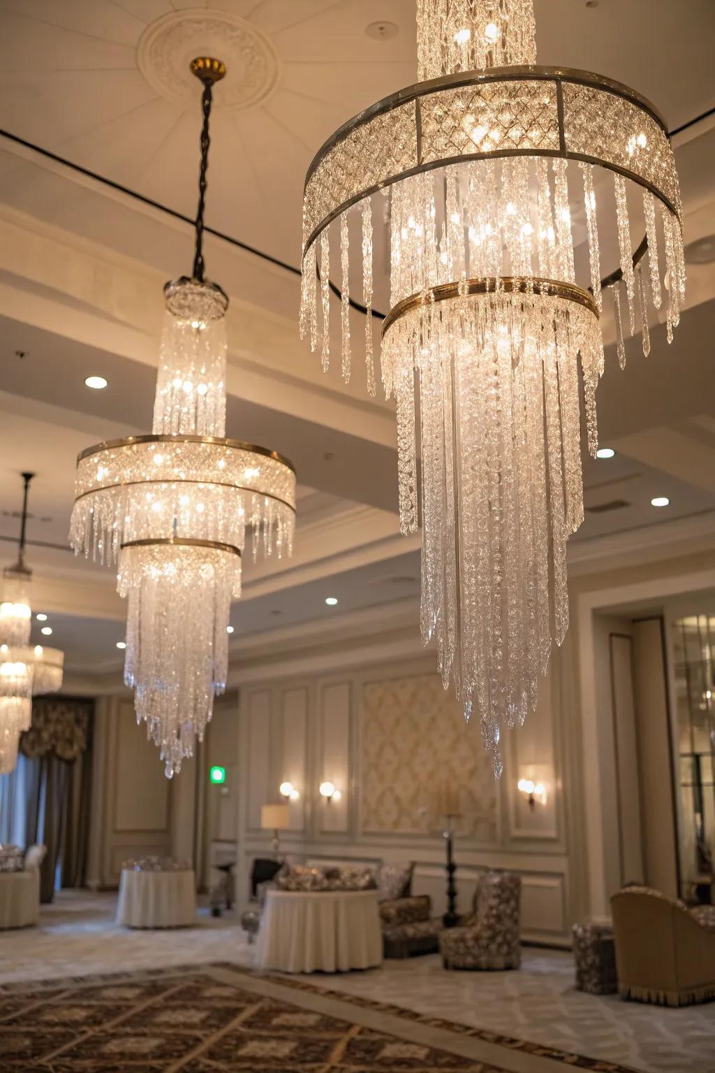 Icicle pendants incorporate dramatic, elegant lighting.