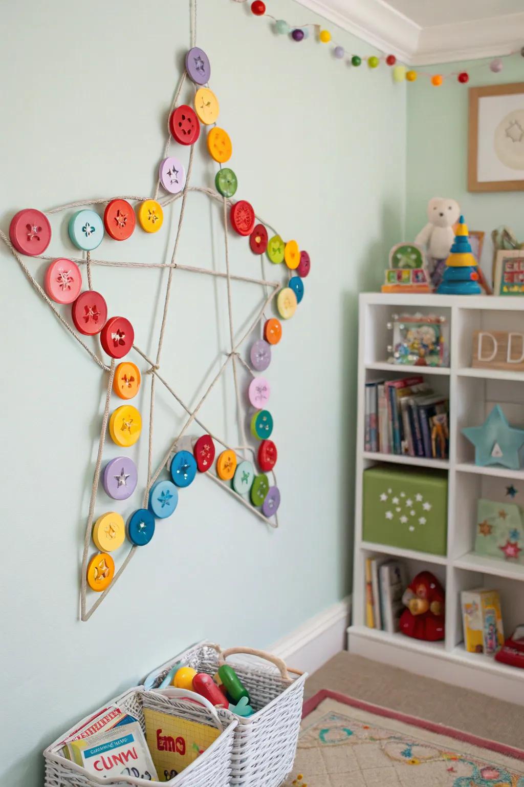 For a fun décor element, use a playful button star garland.