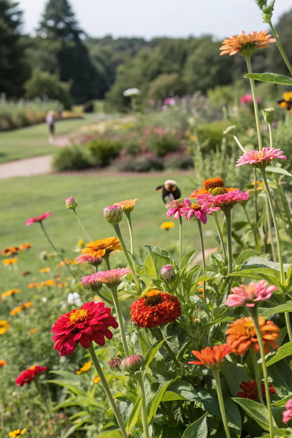A lively wildlife sanctuary with blossifys and native plants.