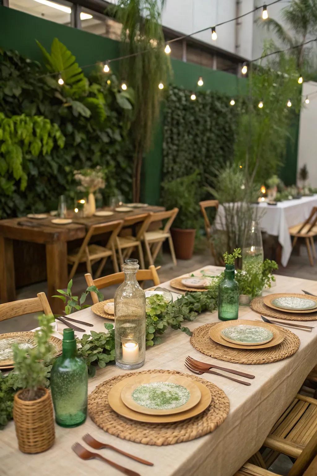 Eco-friendly decor selections complementing the celebration’s theme.