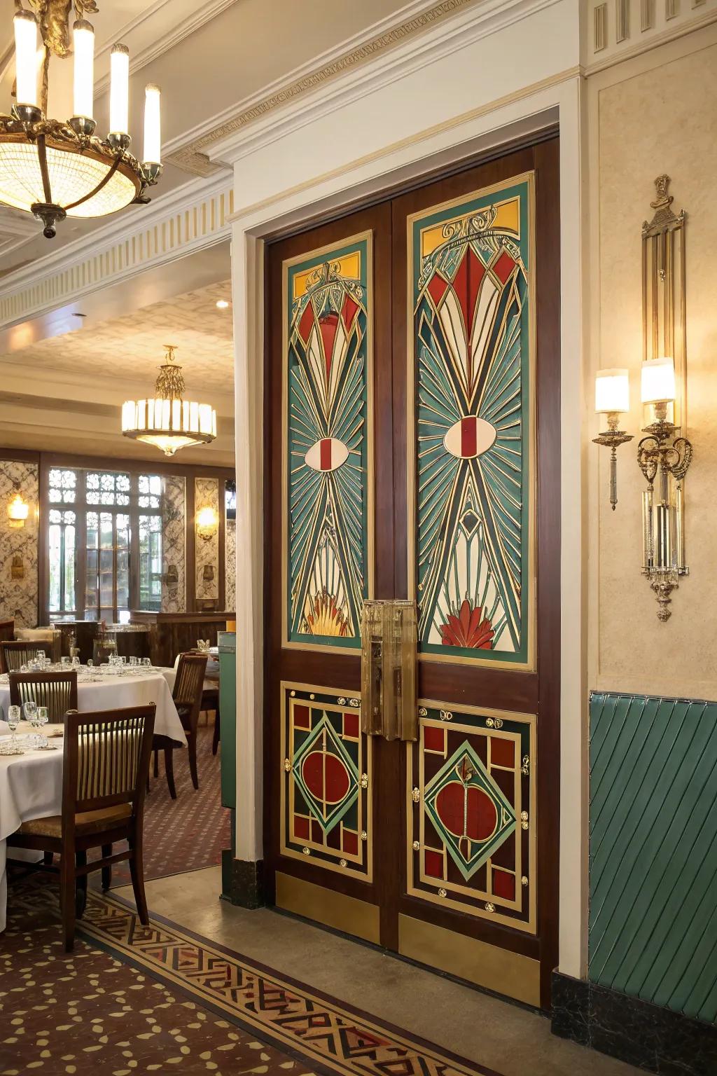 An Art Deco-themed door that adds sophistication and style.