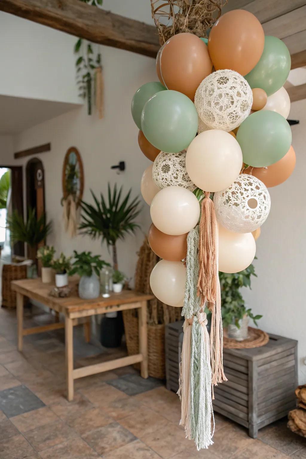 A bohemian-style balloon bouquet that adds a relaxed artistic flair.