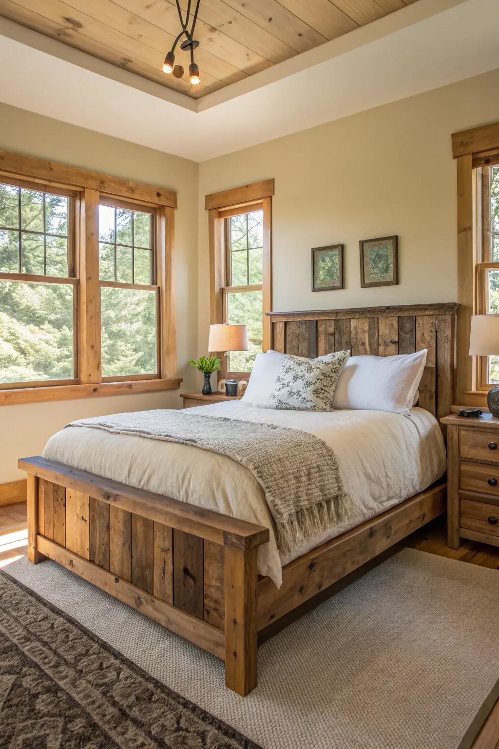 An eco-conscious bedroom using sustainable materials.