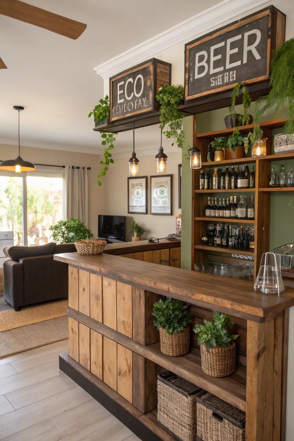 Eco-conscious brewery emblems offer sustainable style.