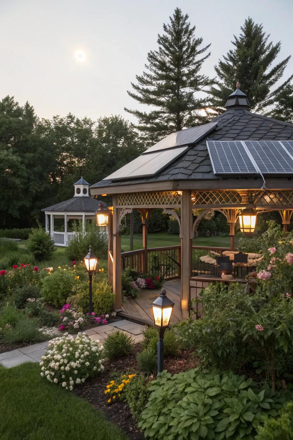 Sun collectors furnish environmentally mindful power for sustainable lighting.