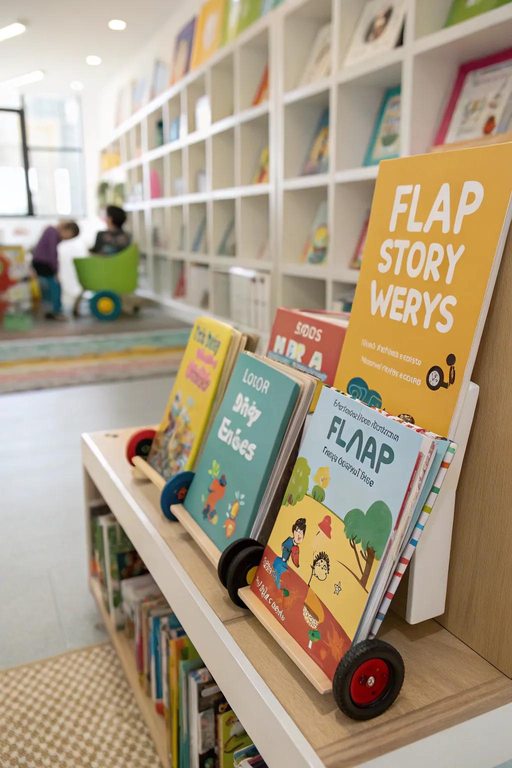 Engaging tome coverings provide an interactive reading encounter.