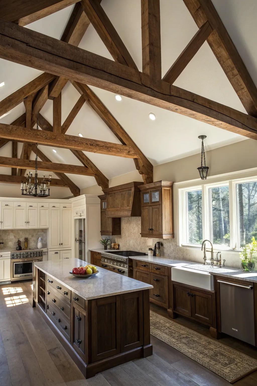 Brown accentuates architectural features, injecting depth into the layout.