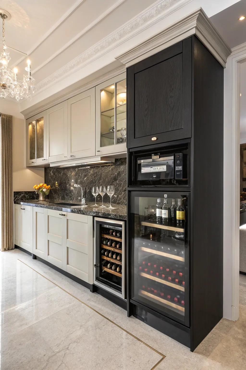 A unique combination of microwave and wine chiller for a sophisticated touch.