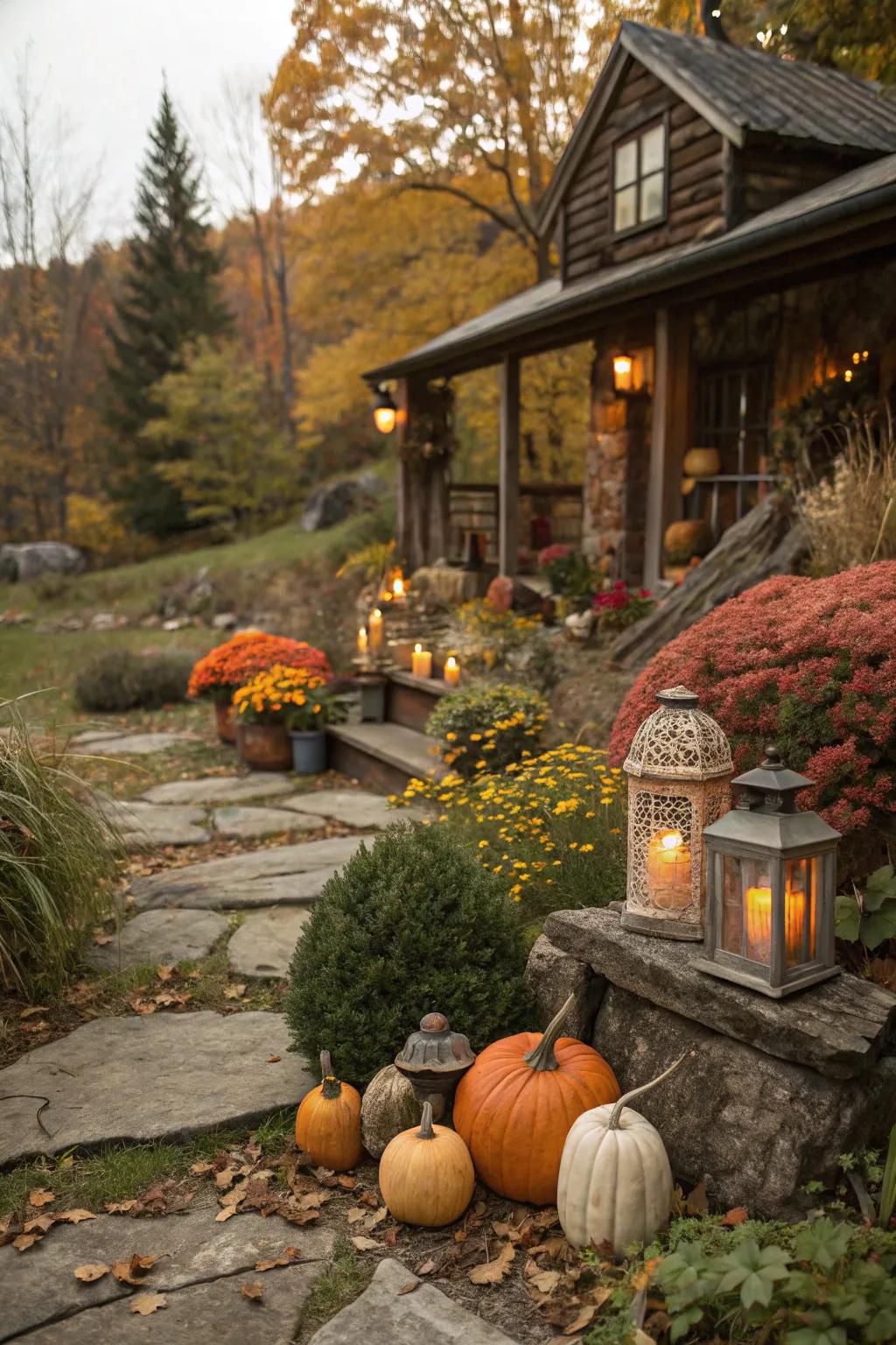 Seasonal decor contributes celebratory features to your cabin landscape.