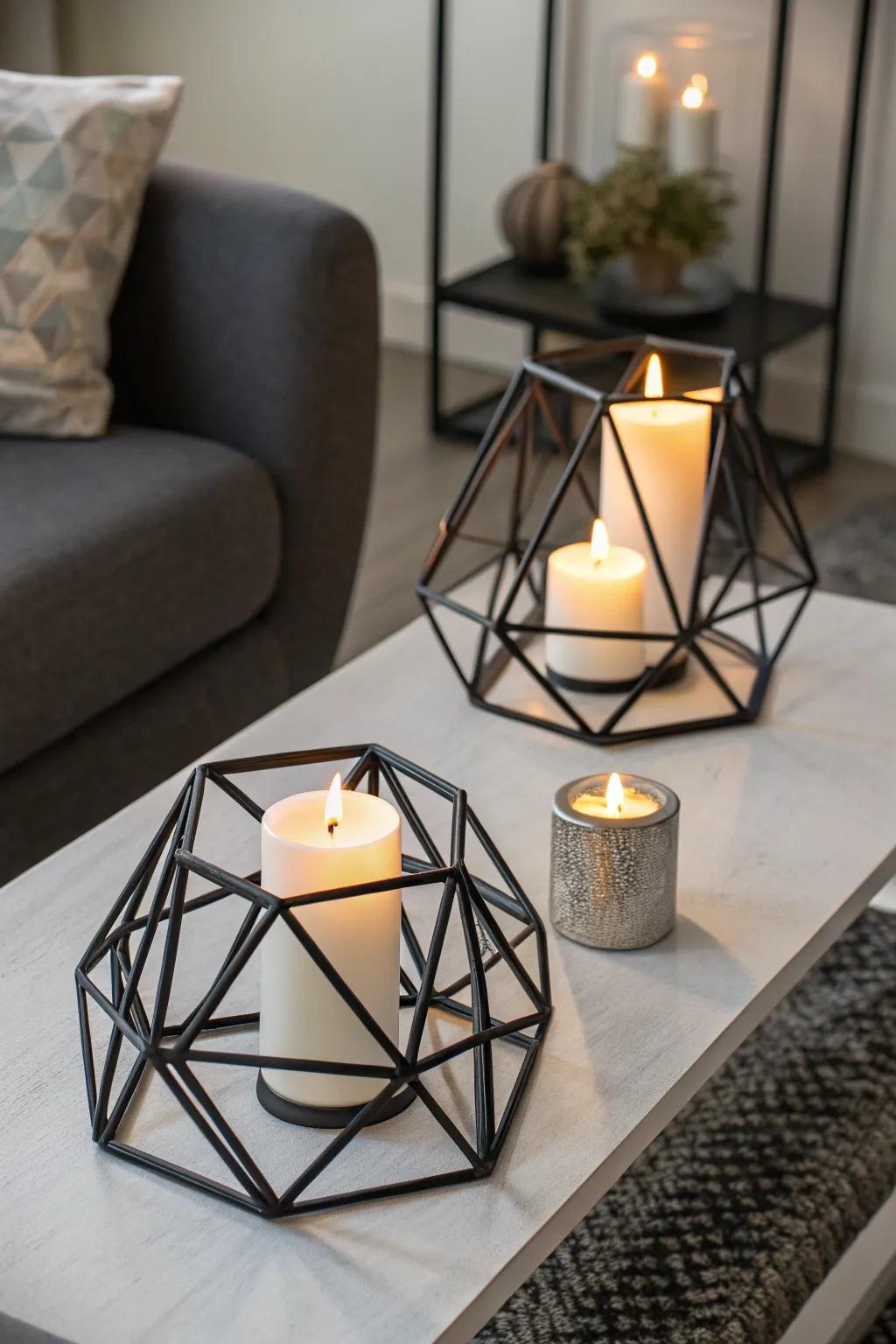 Bold modern statement featuring geometric light holders.