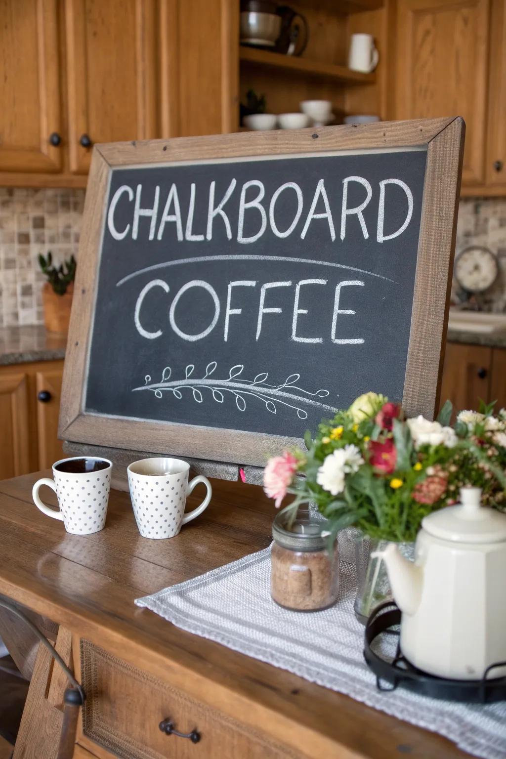 Add a personal touch with a customizable coffee sign.