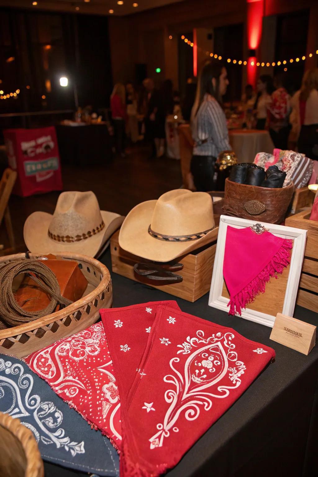 Chic props contribute flair and amusement to your cowgirl party experience.