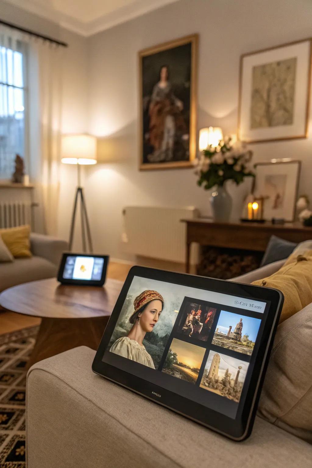 A digital art space with an animated display.