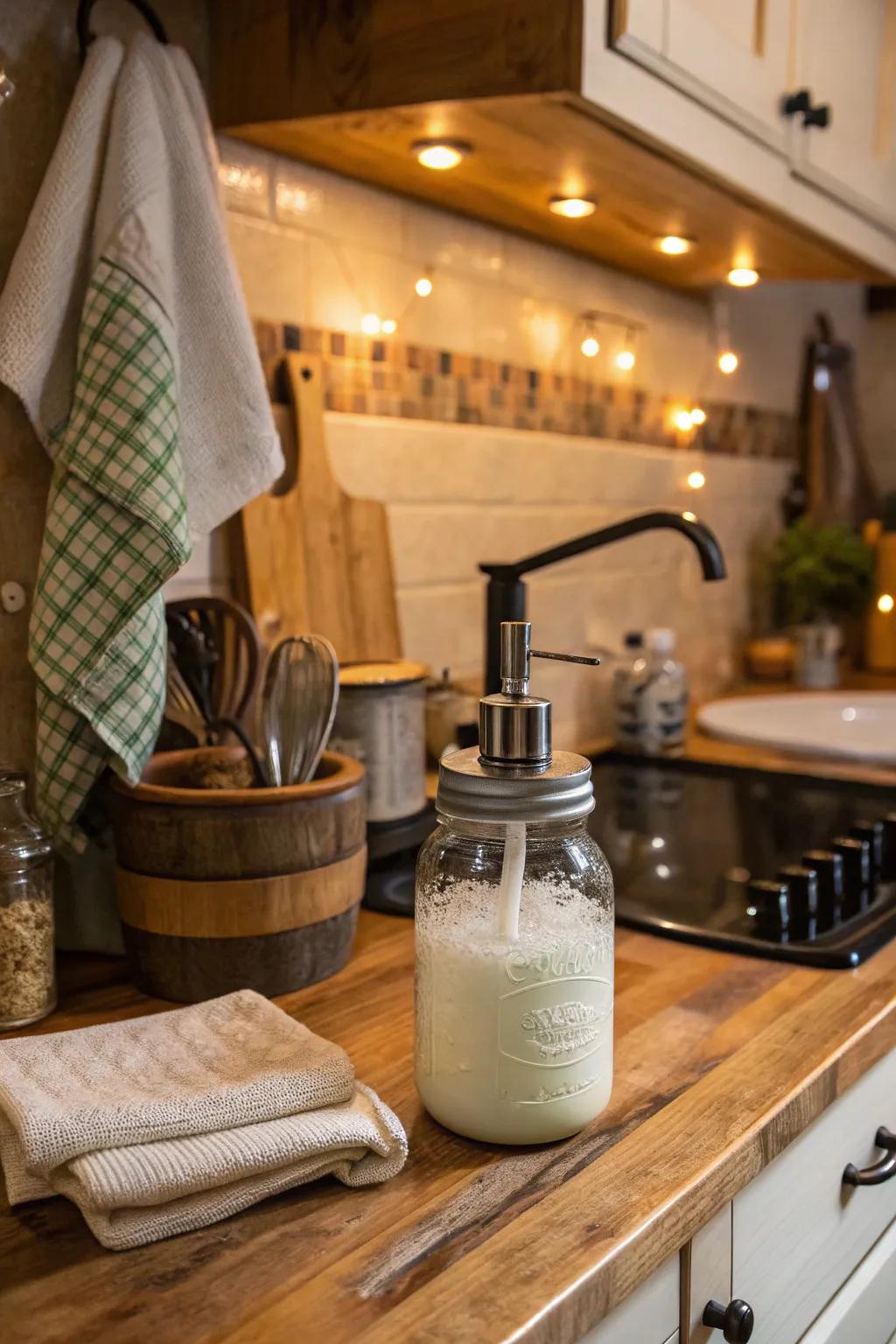 DIY reclaimed dispensers are personal and environmentally-friendly.