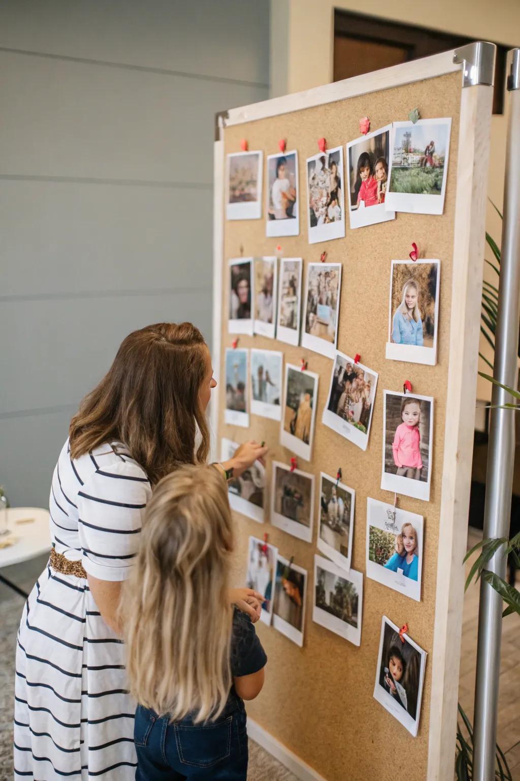 An interactive board for a dynamic photo display