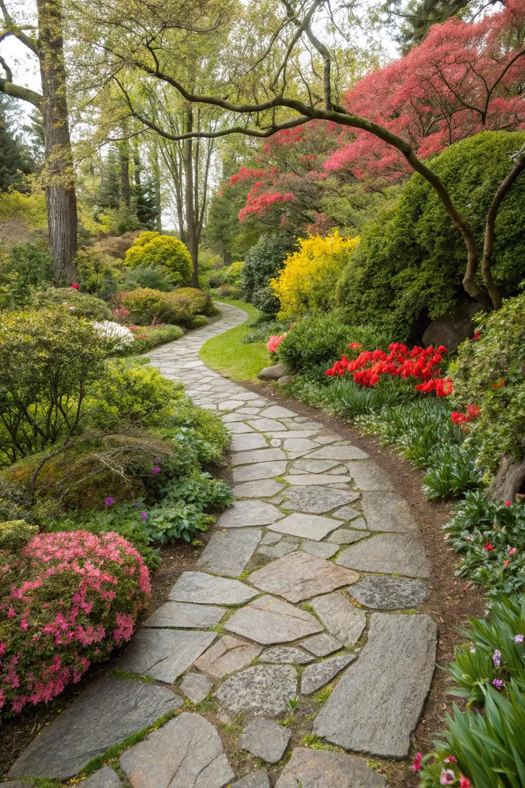 A stone path celebrating the beauty of seasonal transitions.