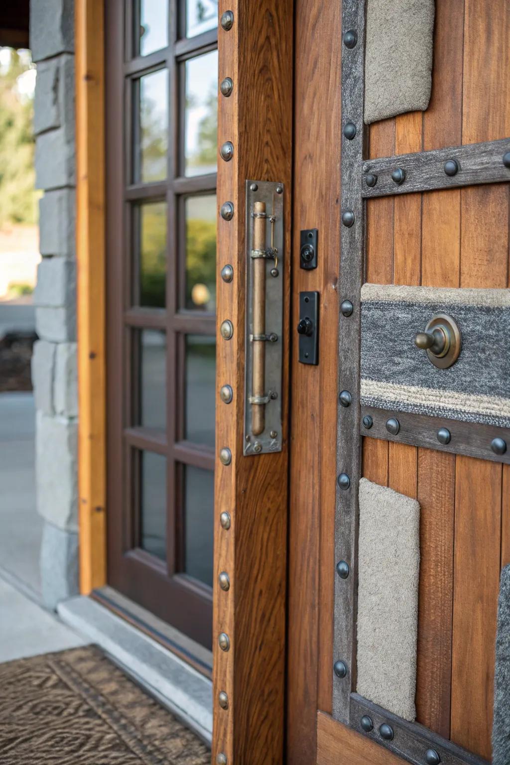 A blend of surface finishes fashions a rich and welcoming entrance.