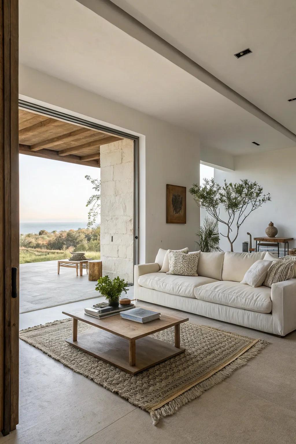 An open space behind the sofa, embracing minimalist design.