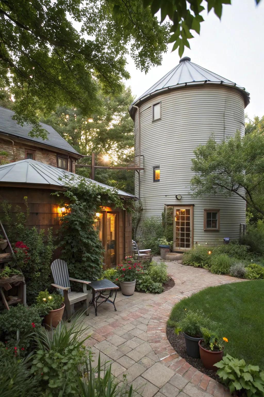 A private outdoor escape that complements the serenity of a grain store home.
