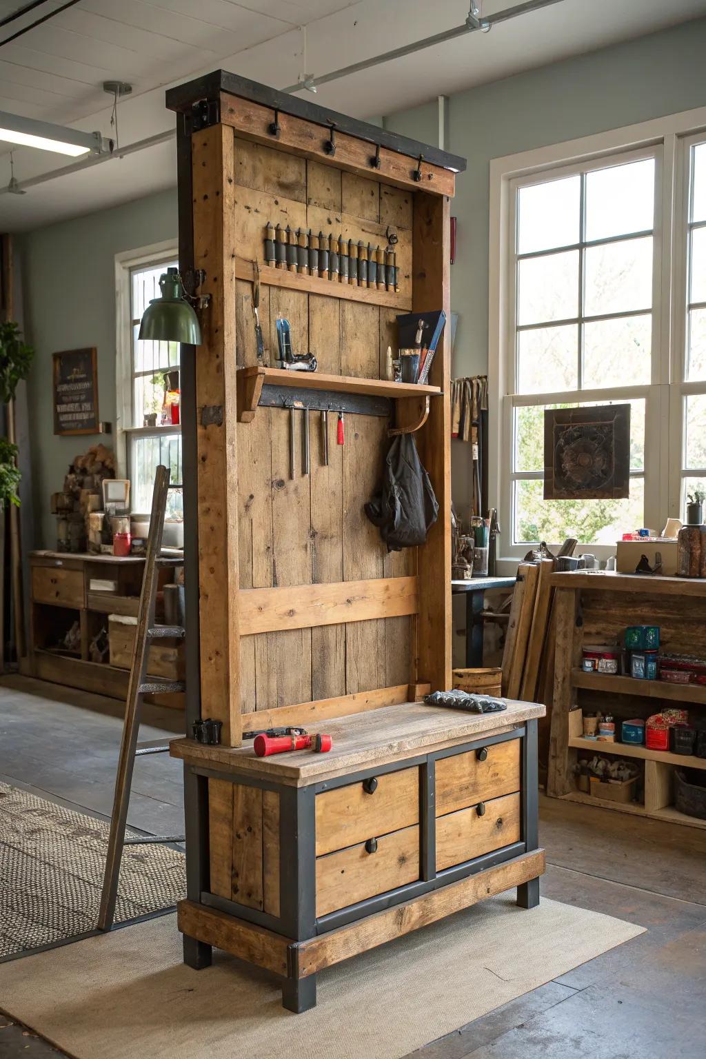 Create your own unique hall tree by using a DIY project.