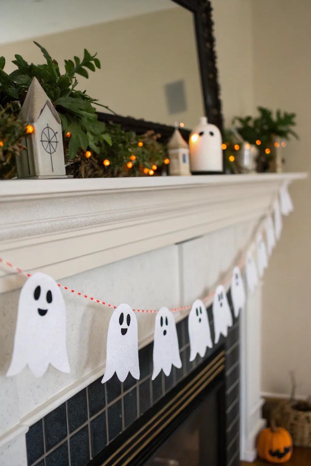 A garland of specters appends whimsical spookiness to the décor