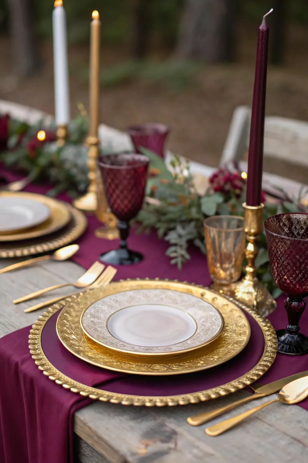 Unconventional hues like deep damson and gilded tones provide a breathtaking substitute.
