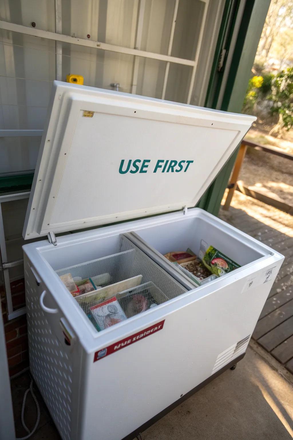 The section marked “Use First” helps limit food waste.
