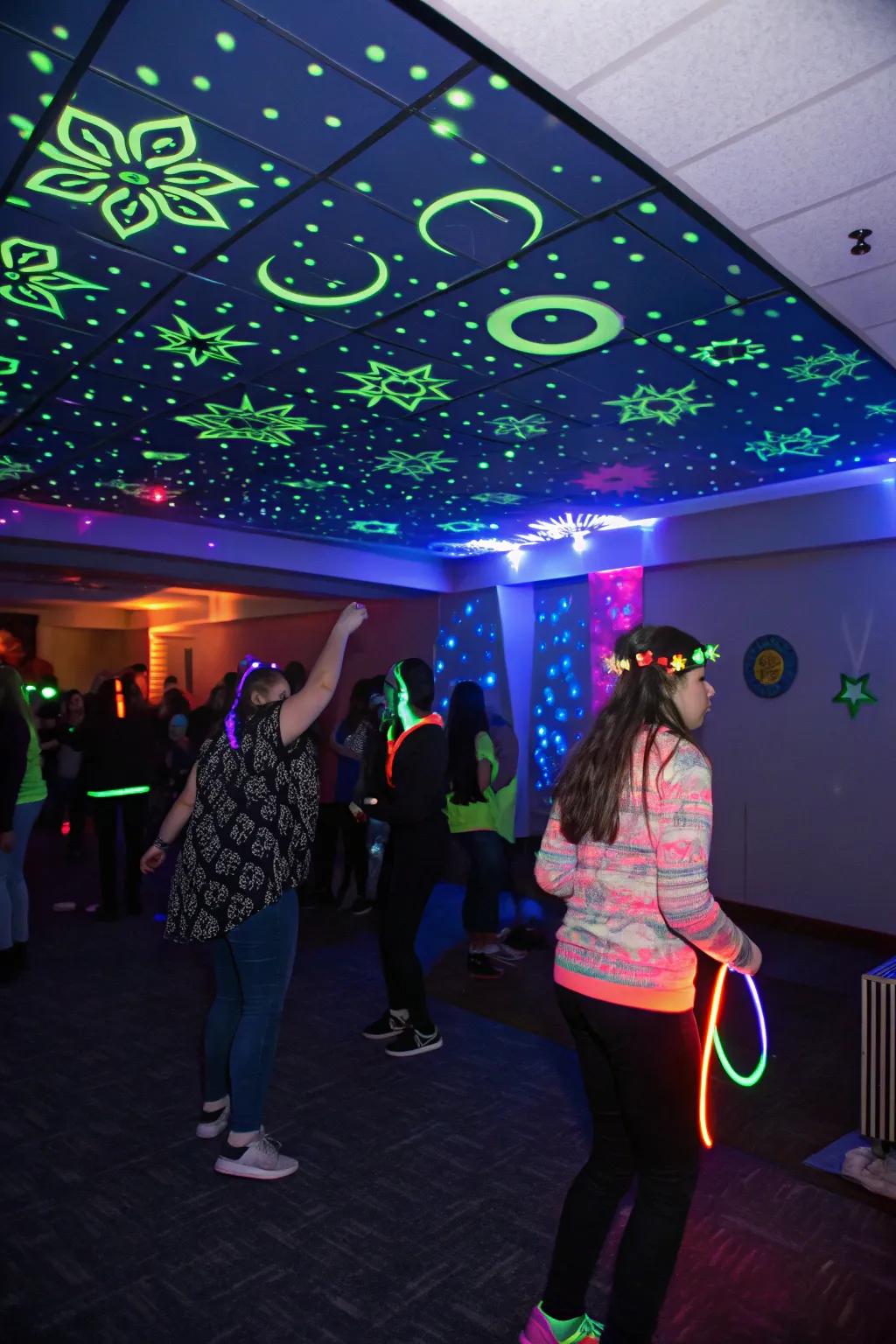 A unique indoor bright night party.