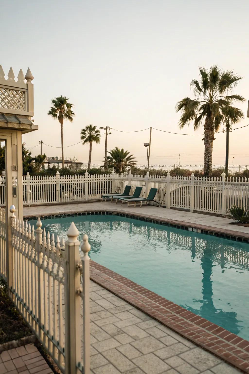 Retro-style surrounds convey a nostalgic charm to pool settings.