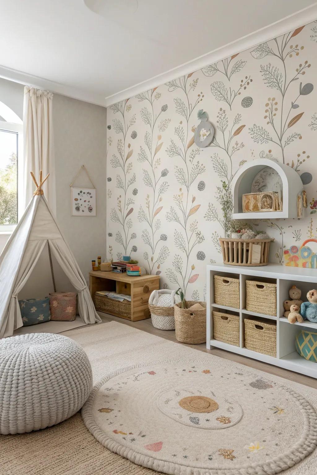 A playroom featuring eco-friendly decor, combining safety with style.