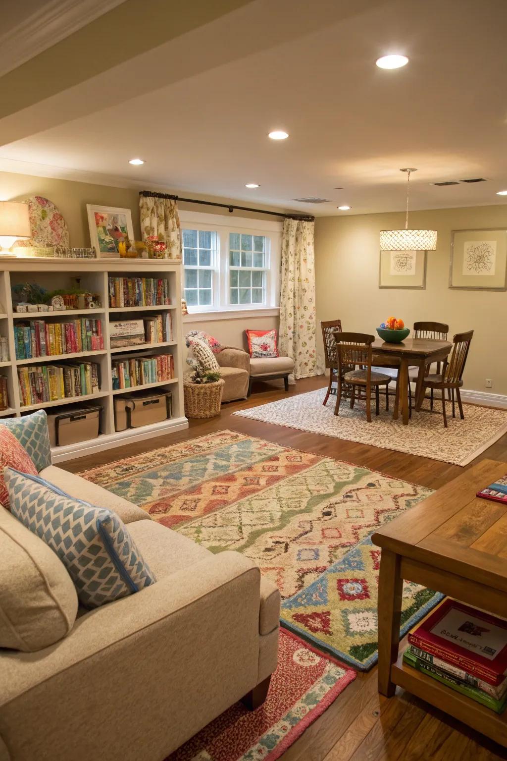 Rugs as tools for establishing distinct areas.