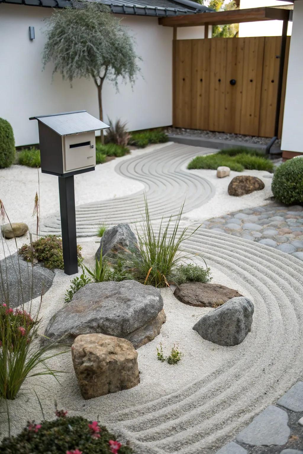 A minimalist zen haven brings calmness and simplicity to your mailbox.
