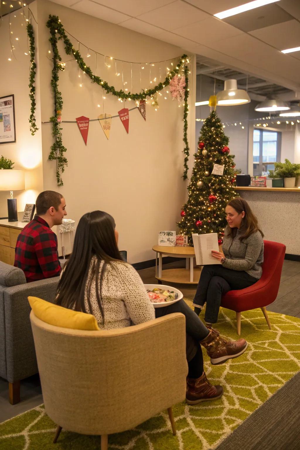 Gather around for warmth and tales in the storytelling nook.