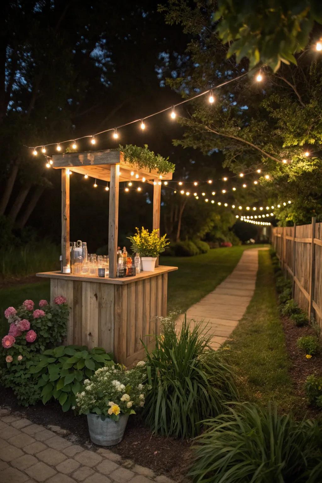 Garland lights contribute a magical ambiance to your evening gatherings.