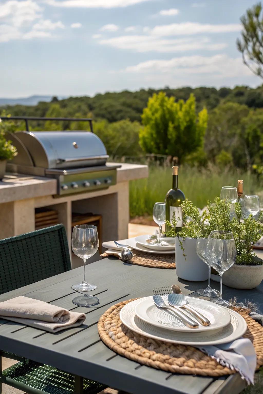Al fresco dining setup for enjoying meals outdoors.