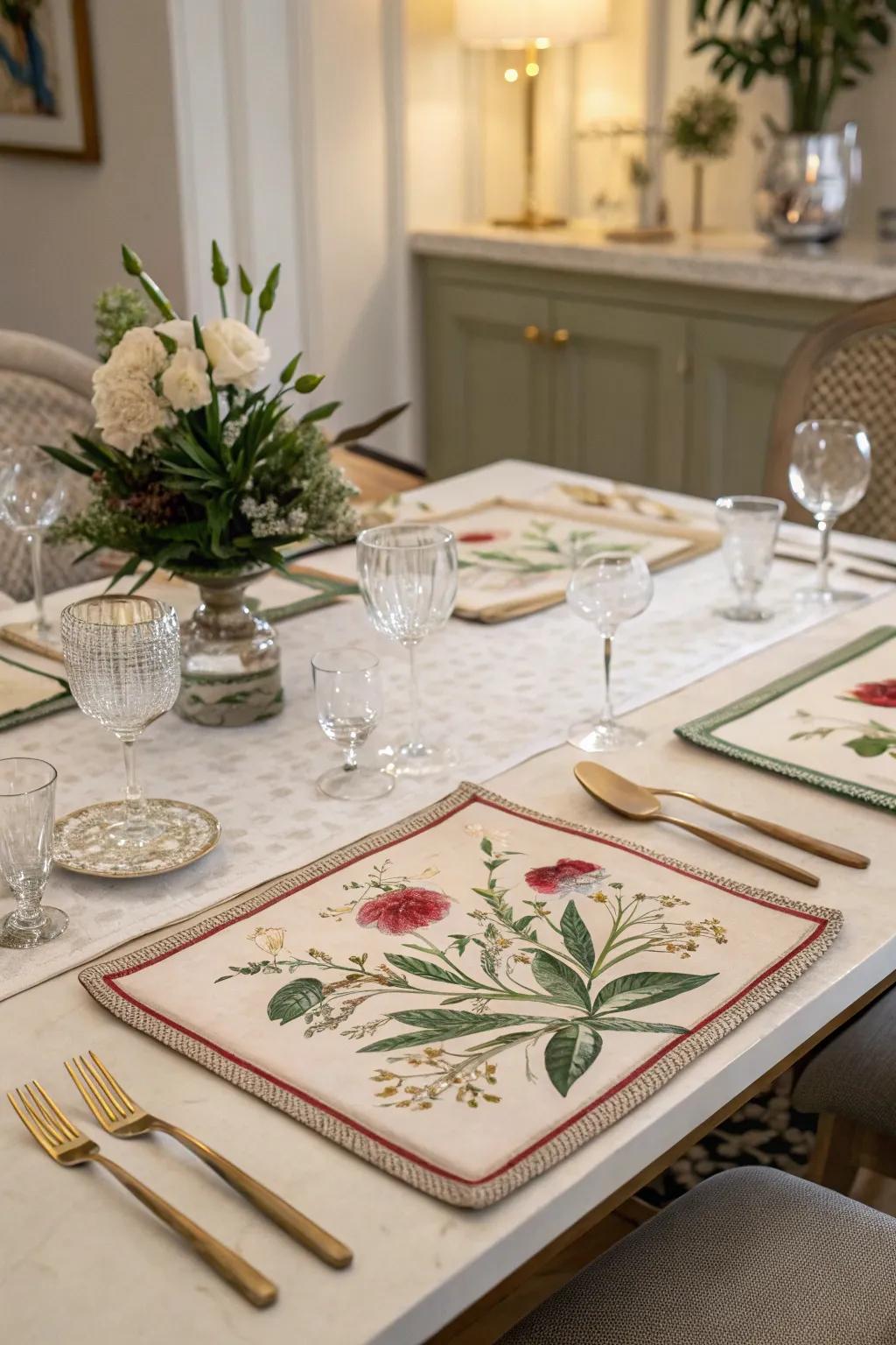Impart a timeless elegance to your table with vintage botanical prints.