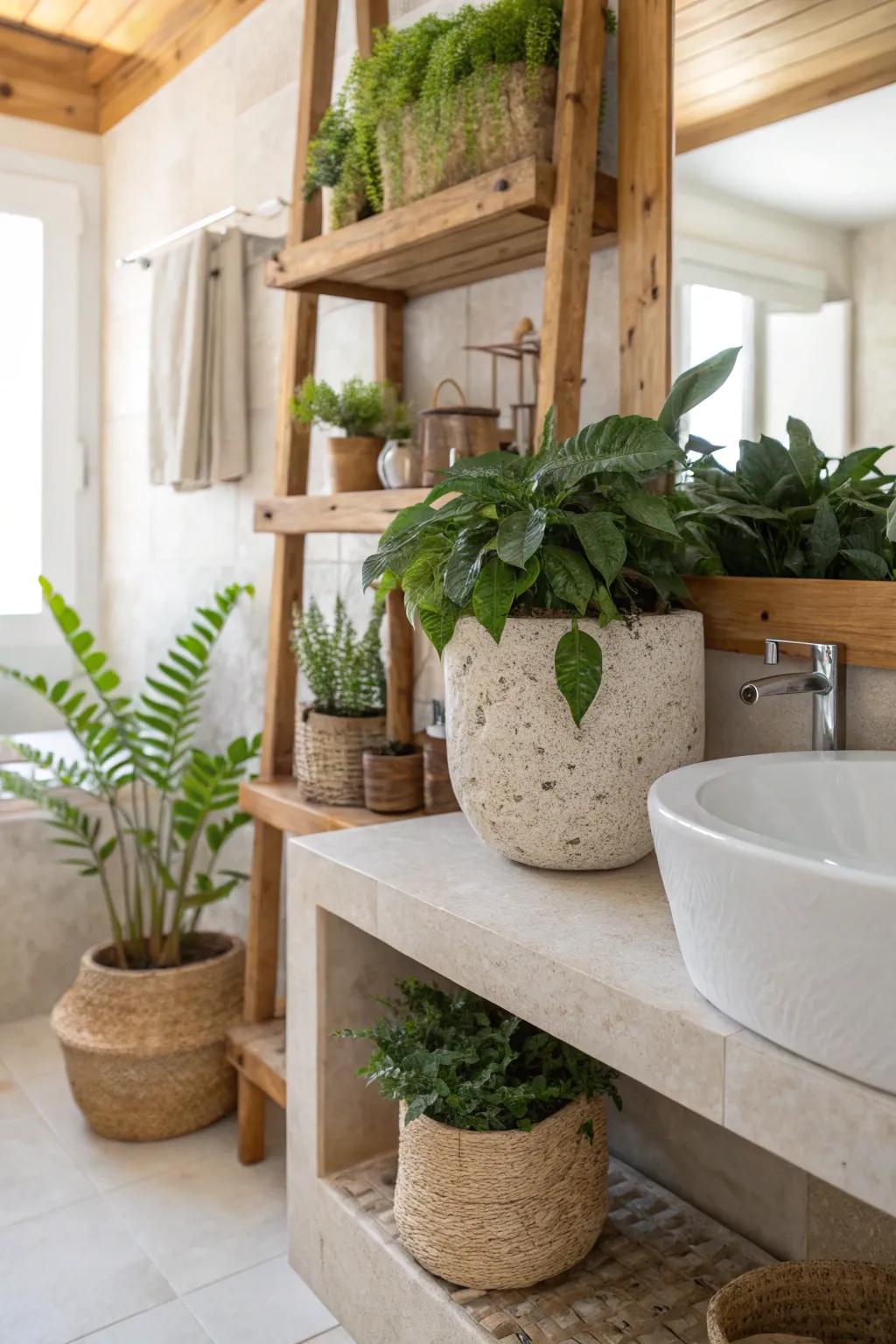 Enhance the organic sensation of your area using organic materials such as stone and timber.