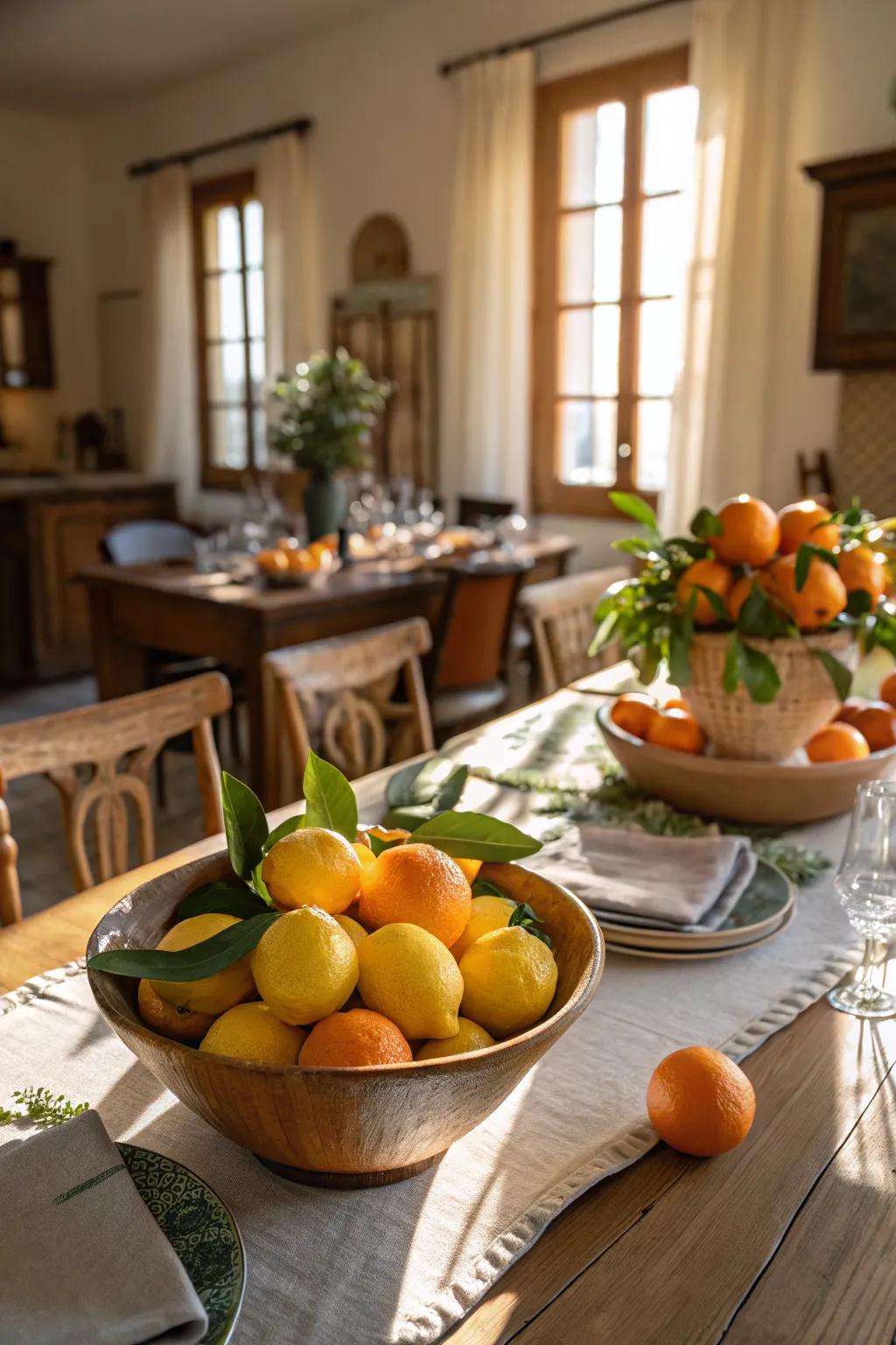 Seasonal fruits include color and freshness.
