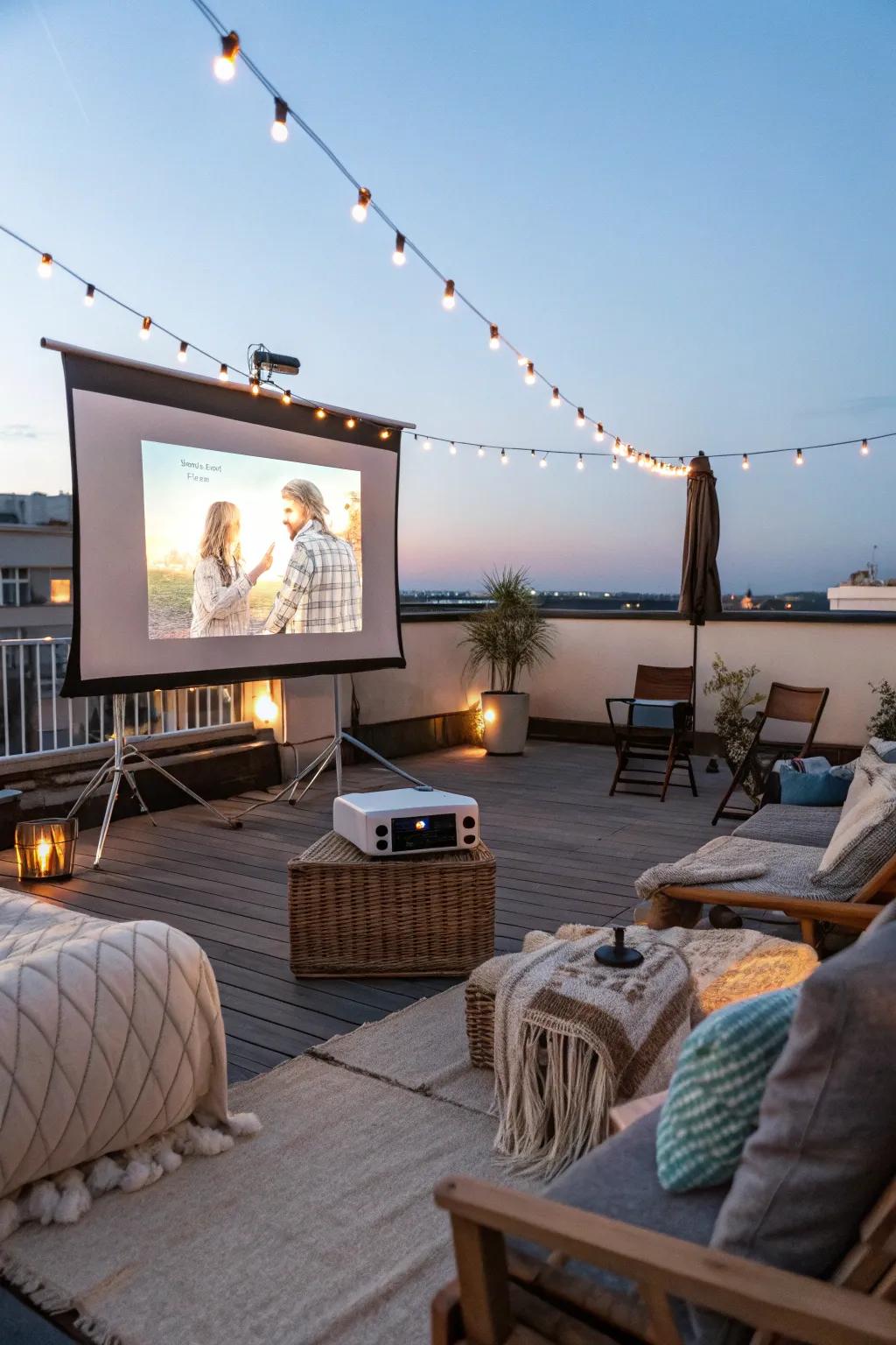 Host unforgettable film nights having an entertainment zone atop your rooftop.