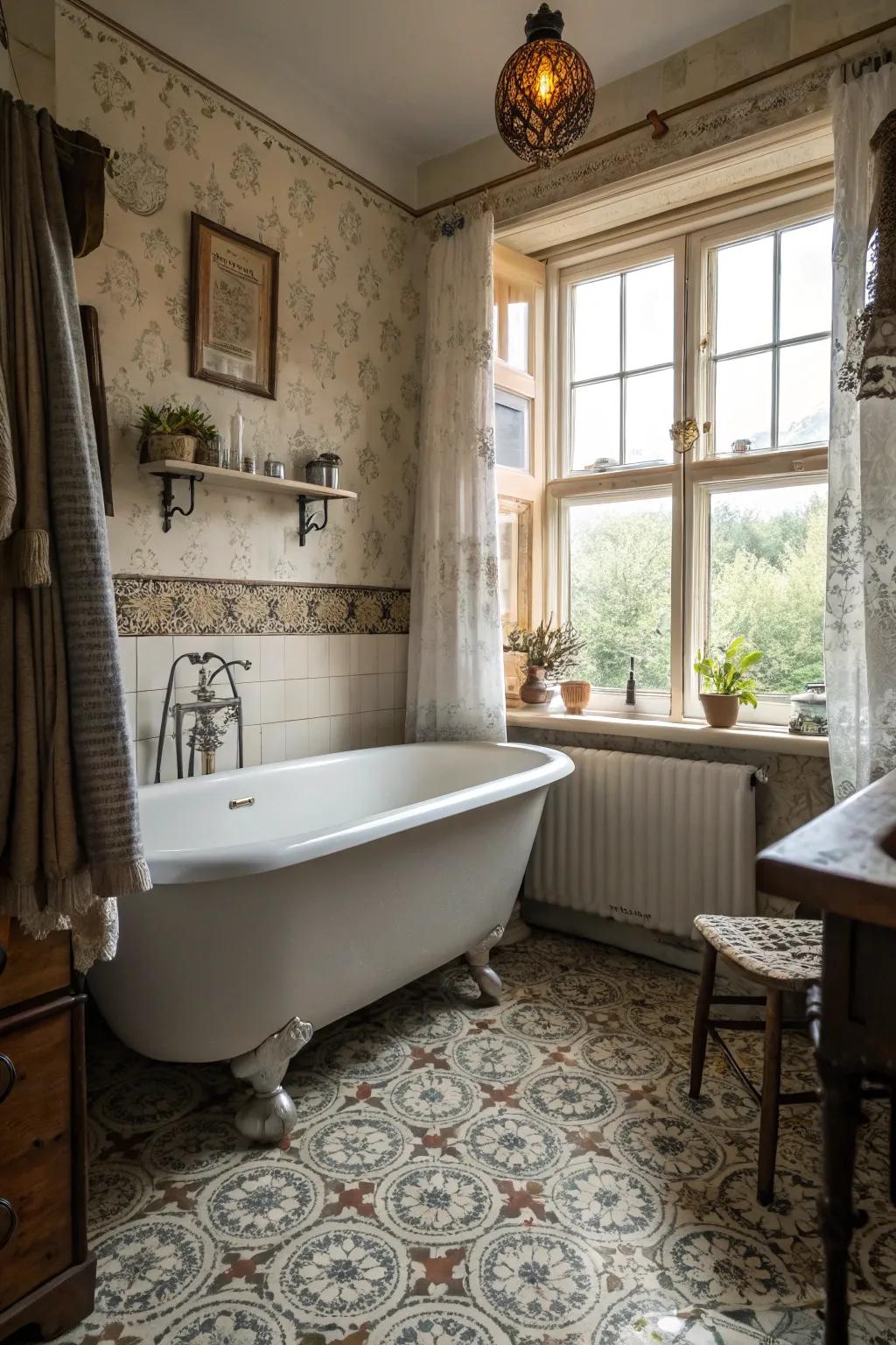 A free-standing tub with a view offers a lavish, light-filled bathing encounter.