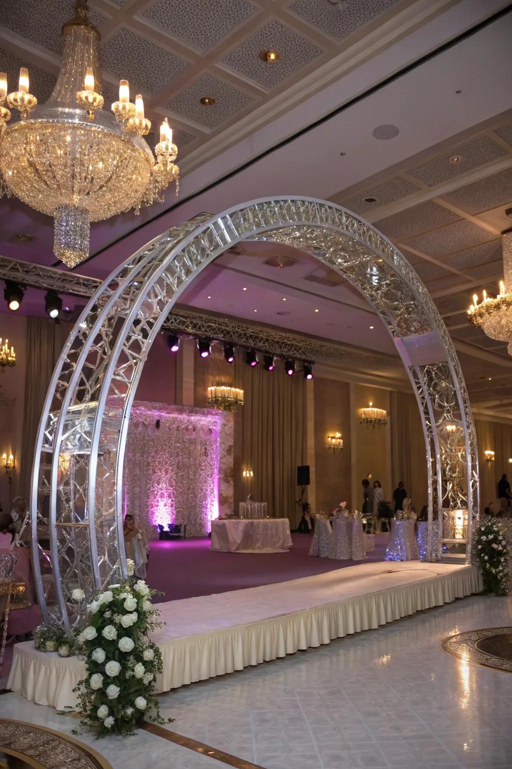 A metallic glam gateway, ideal for appending a touch of luxury.