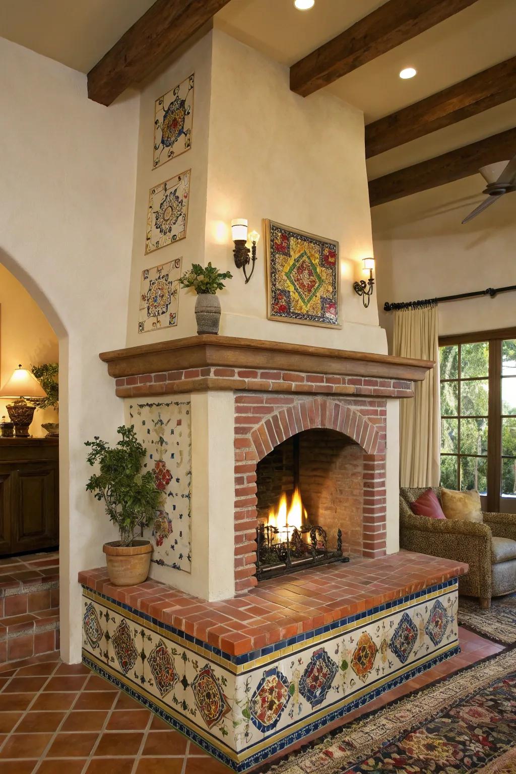 Mediterranean flair adding warmth and charm to your hearth.