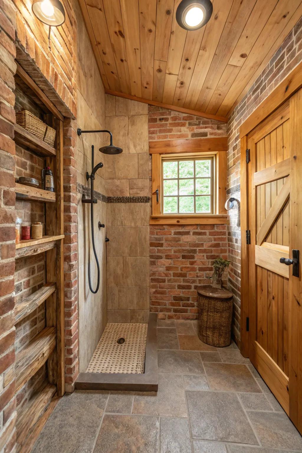 Brick walls contribute texture and warmth.