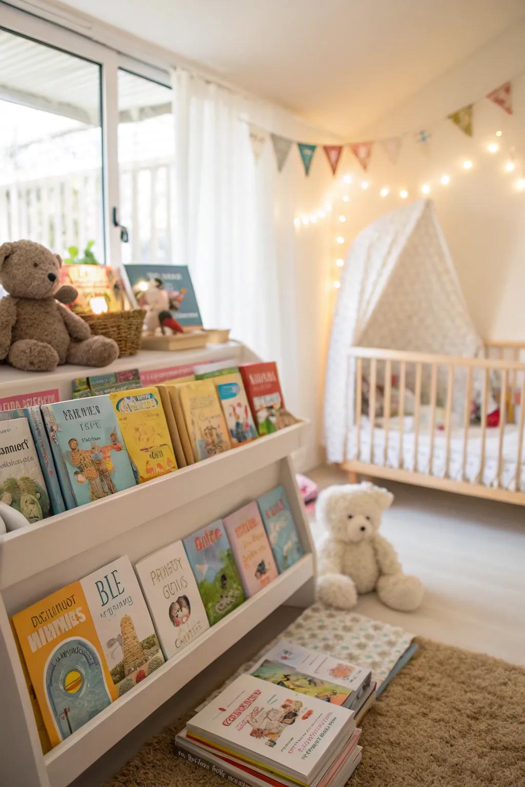 Literature serves as aesthetic and didactic instruments within the baby's room.