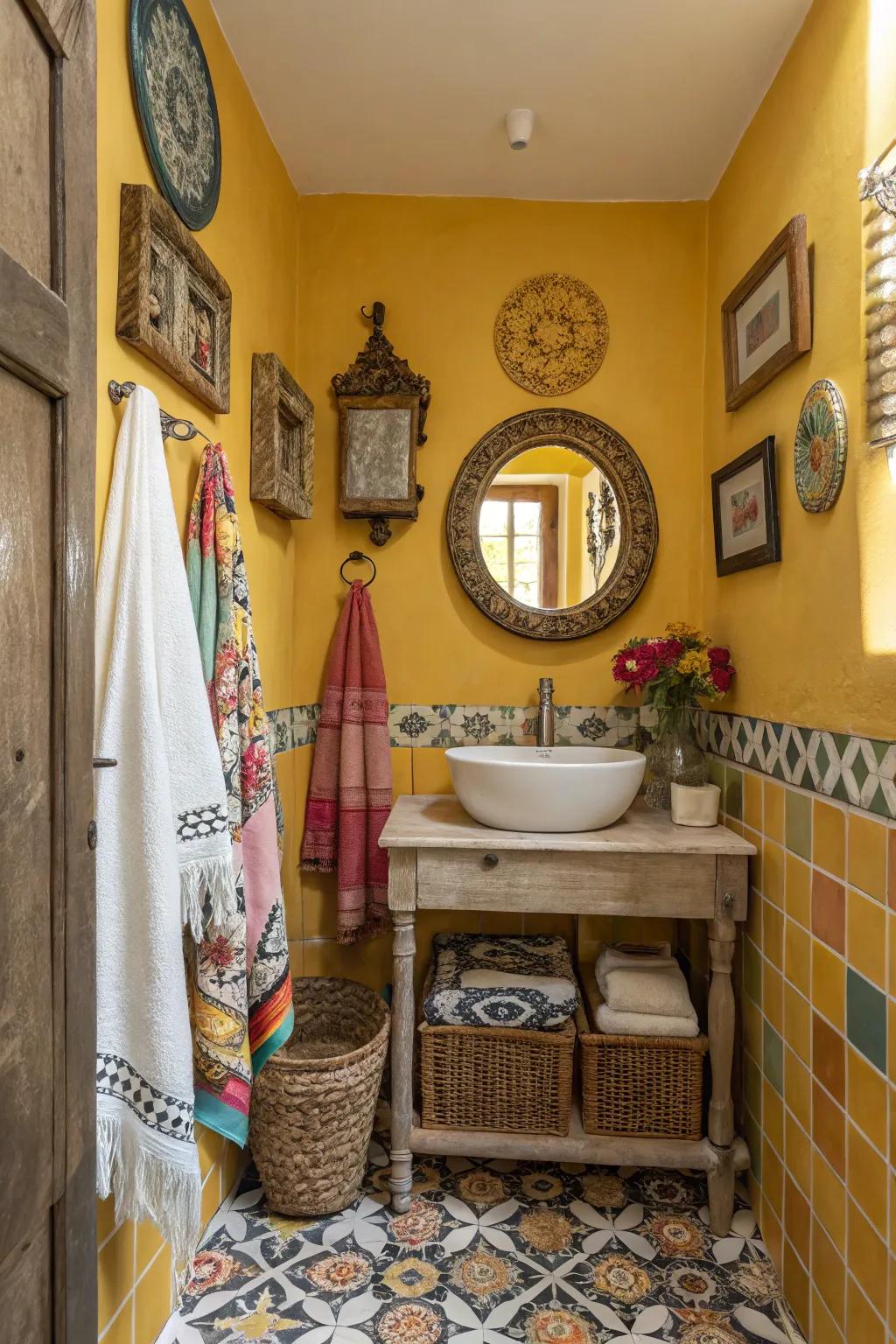 Mustard yellow introduces warmth and vibrancy.