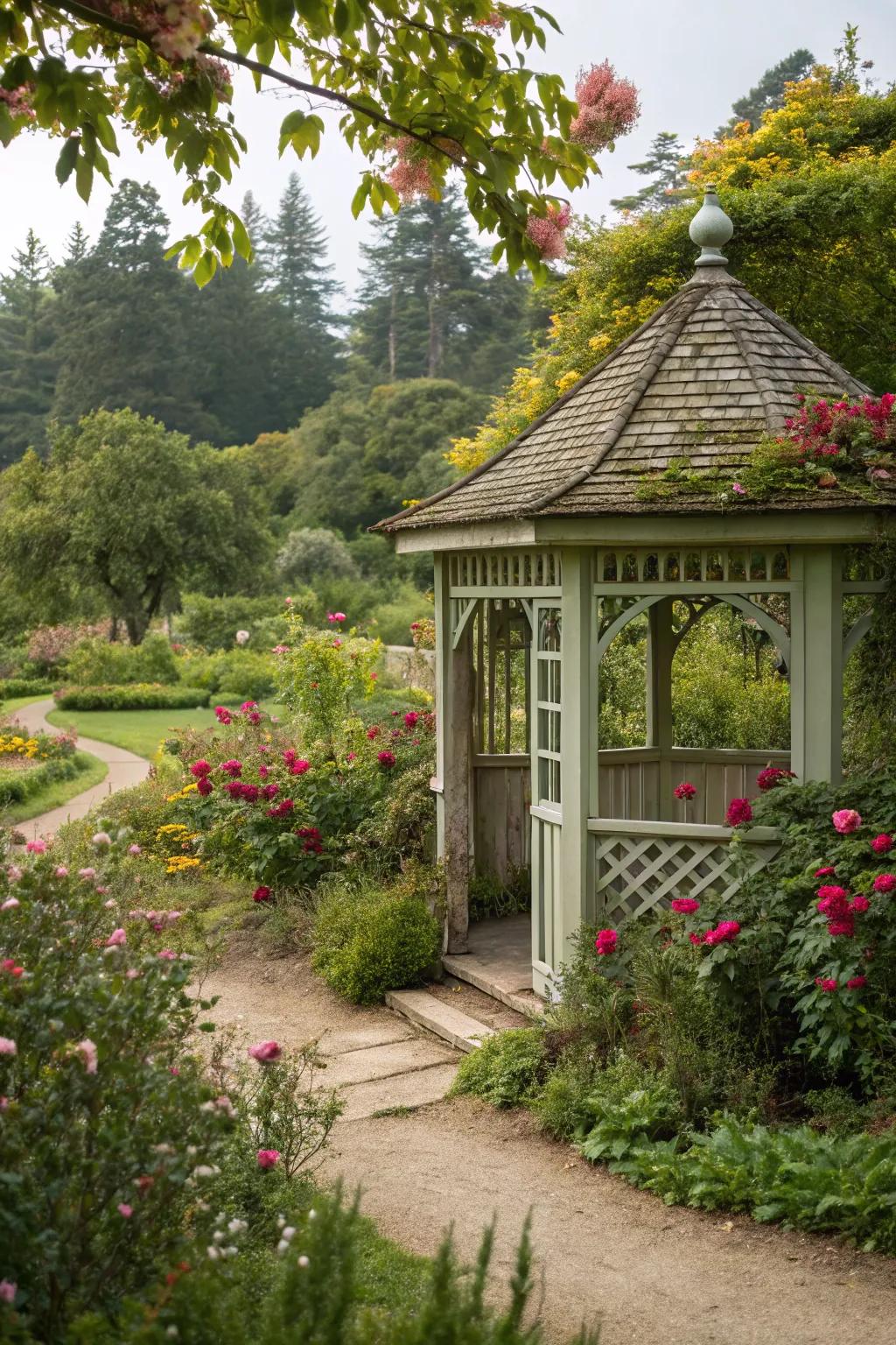 Discover tranquility in a secret garden gazebo.