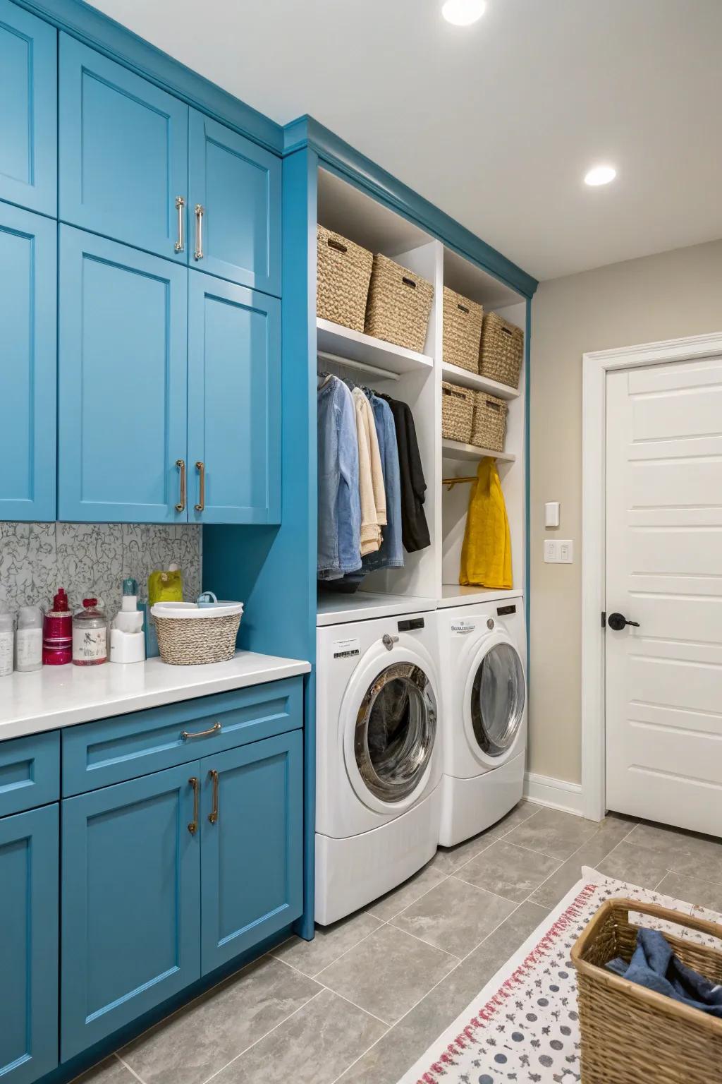 Vivid storage units bring energy and style to your laundry area.