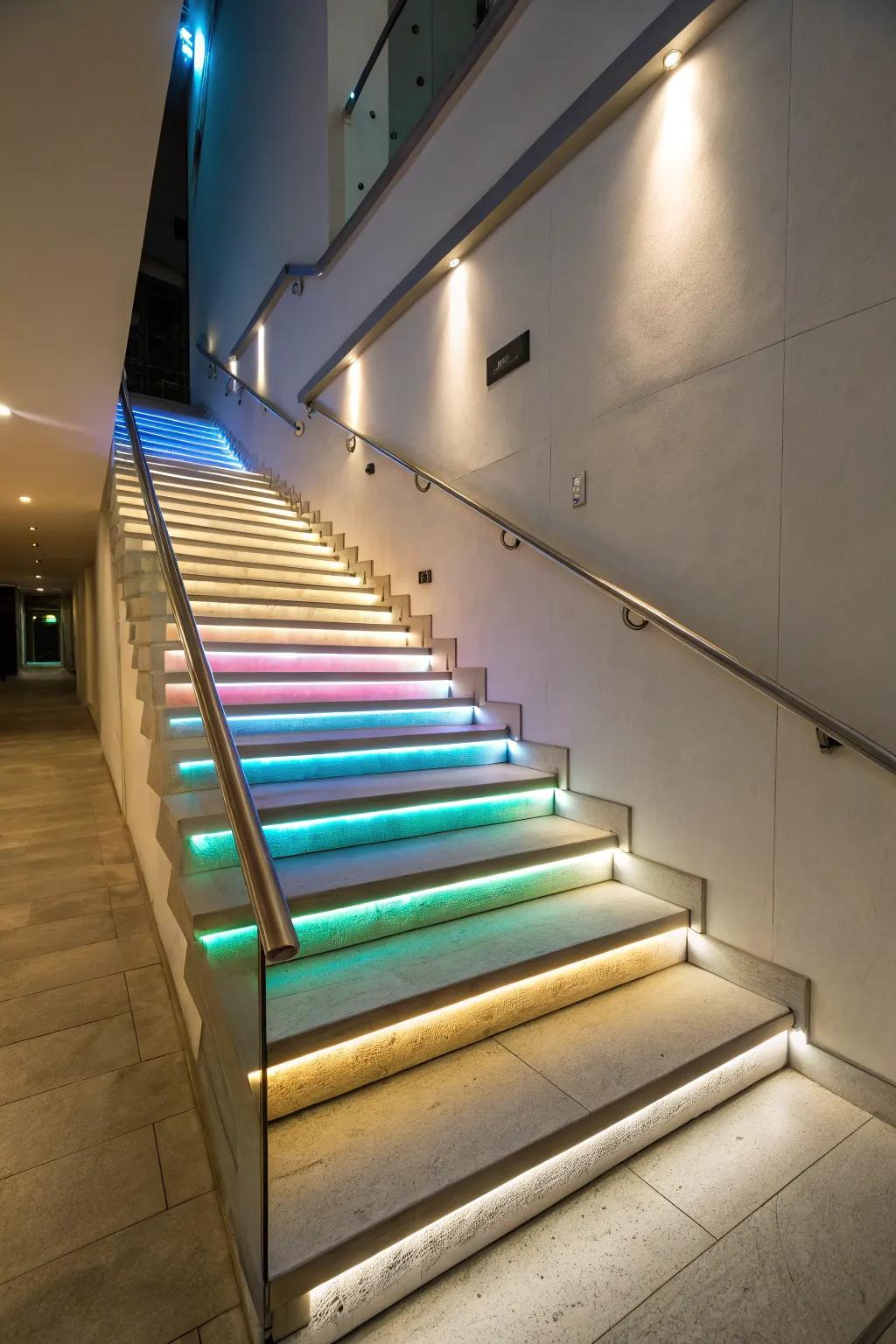 Incorporate a contemporary accent using LED illumination upon your staircase.