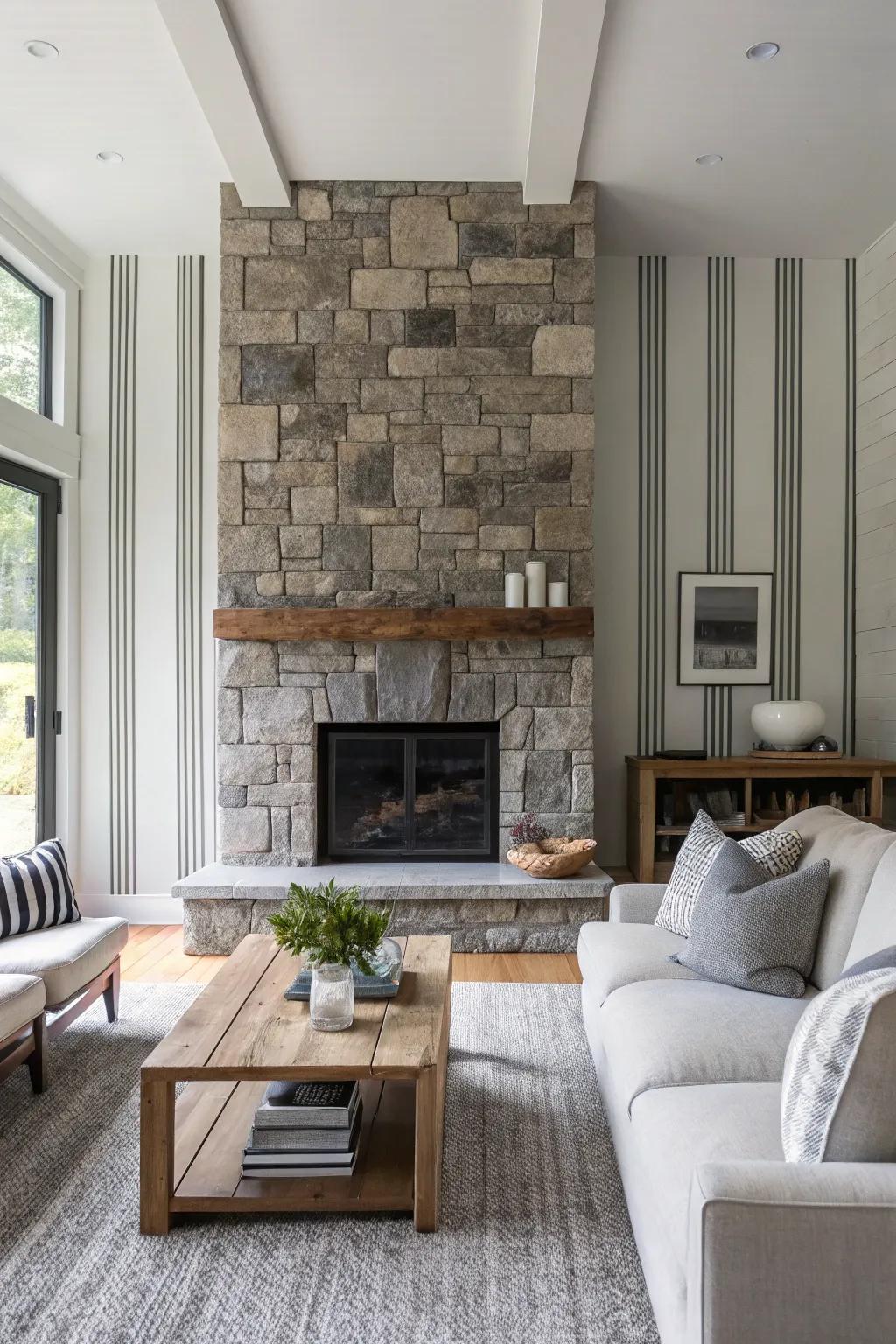 Make a strong declaration using vertical masonry lines that elevate your hearth design.