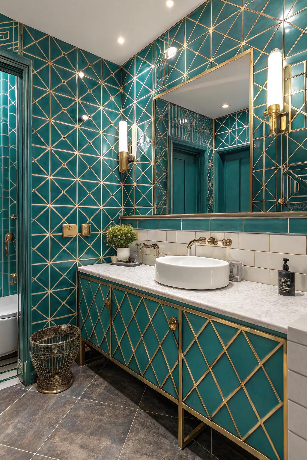 Imbue allure with Art Deco inspired cerulean design.